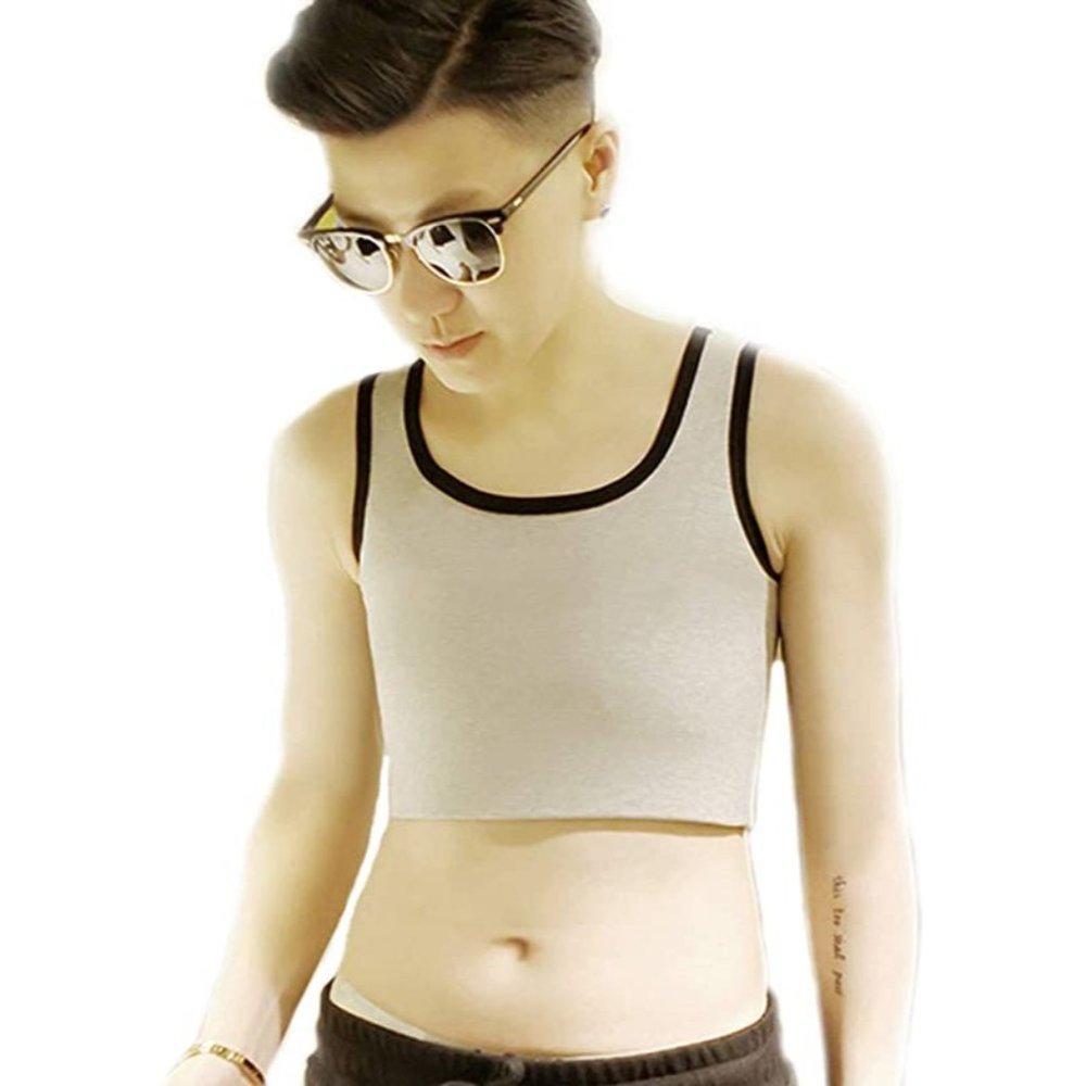BaronHong Trans Lesbian Cotton Chest Binder Crop Tank Top Elastic Band